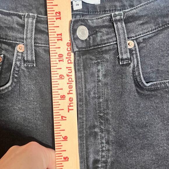 RE/DONE 90's High Rise Ankle Crop Jean Faded Black Stretch Denim Size 28 Raw Hem - Picture 7 of 12